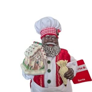 African American Santa--Santa The Baker With Gingerbread house,